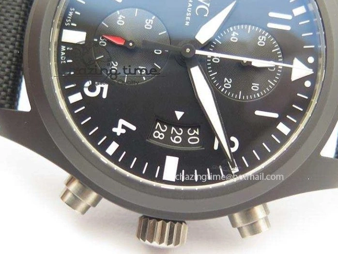MIROTIME 0218 EasyCare Pilot Chrono IW388001 Real Ceramic ZF 1:1 Best Edition On Black Nylon Strap A 7279